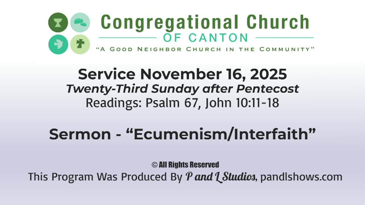 Congregational Church of Canton Sunday Service November 16, 2025
