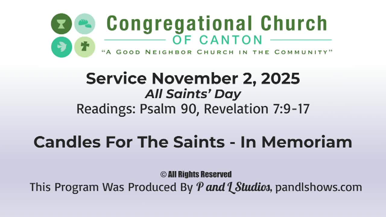 Congregational Church of Canton Sunday Service  November 2, 2025